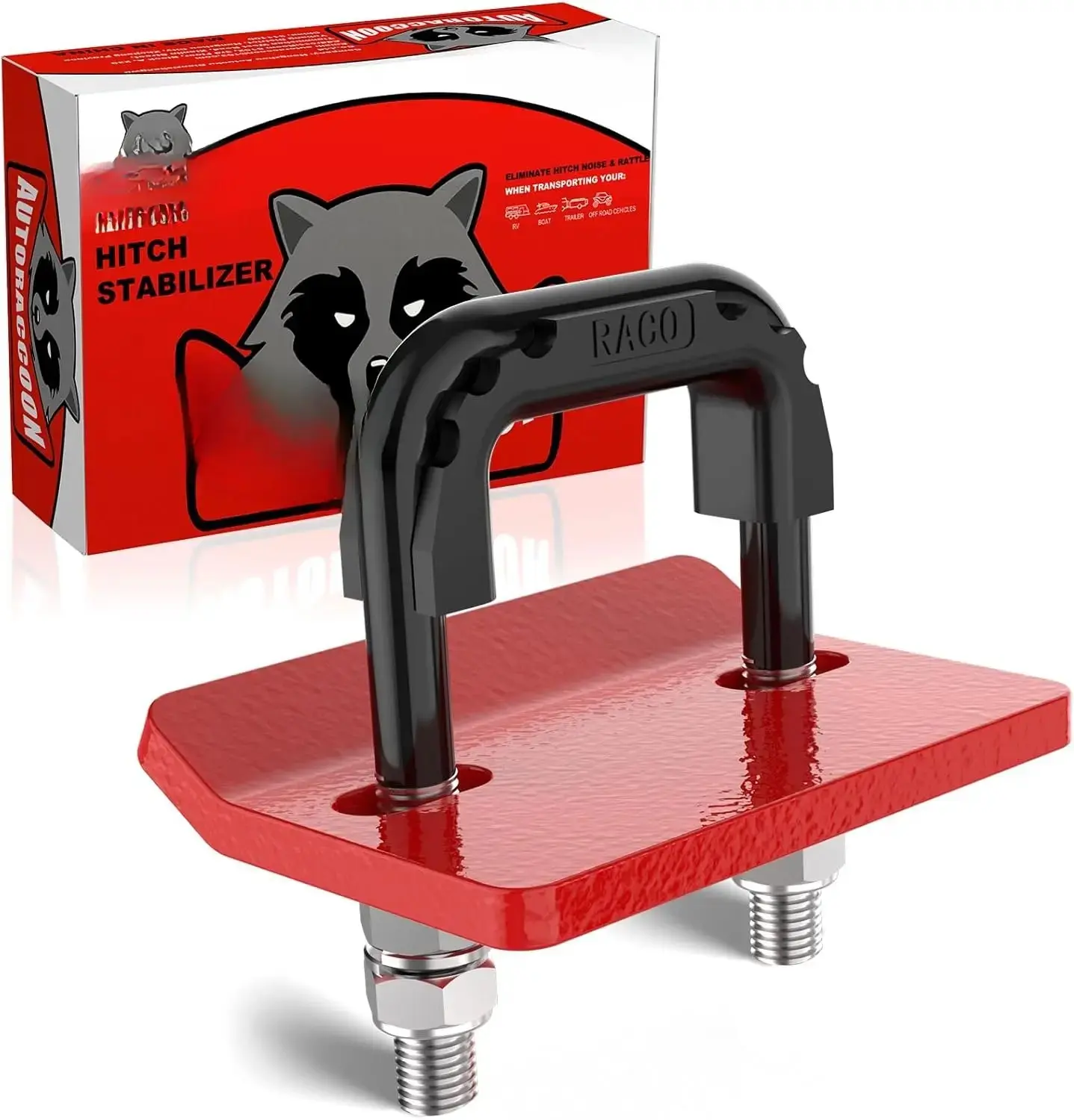 RACO Hitch Tightener Anti-Rattle Clamp Heavy Duty Stabilizer for 1.25 & 2"  with Rubber Isolator & Anti-Rust Coating