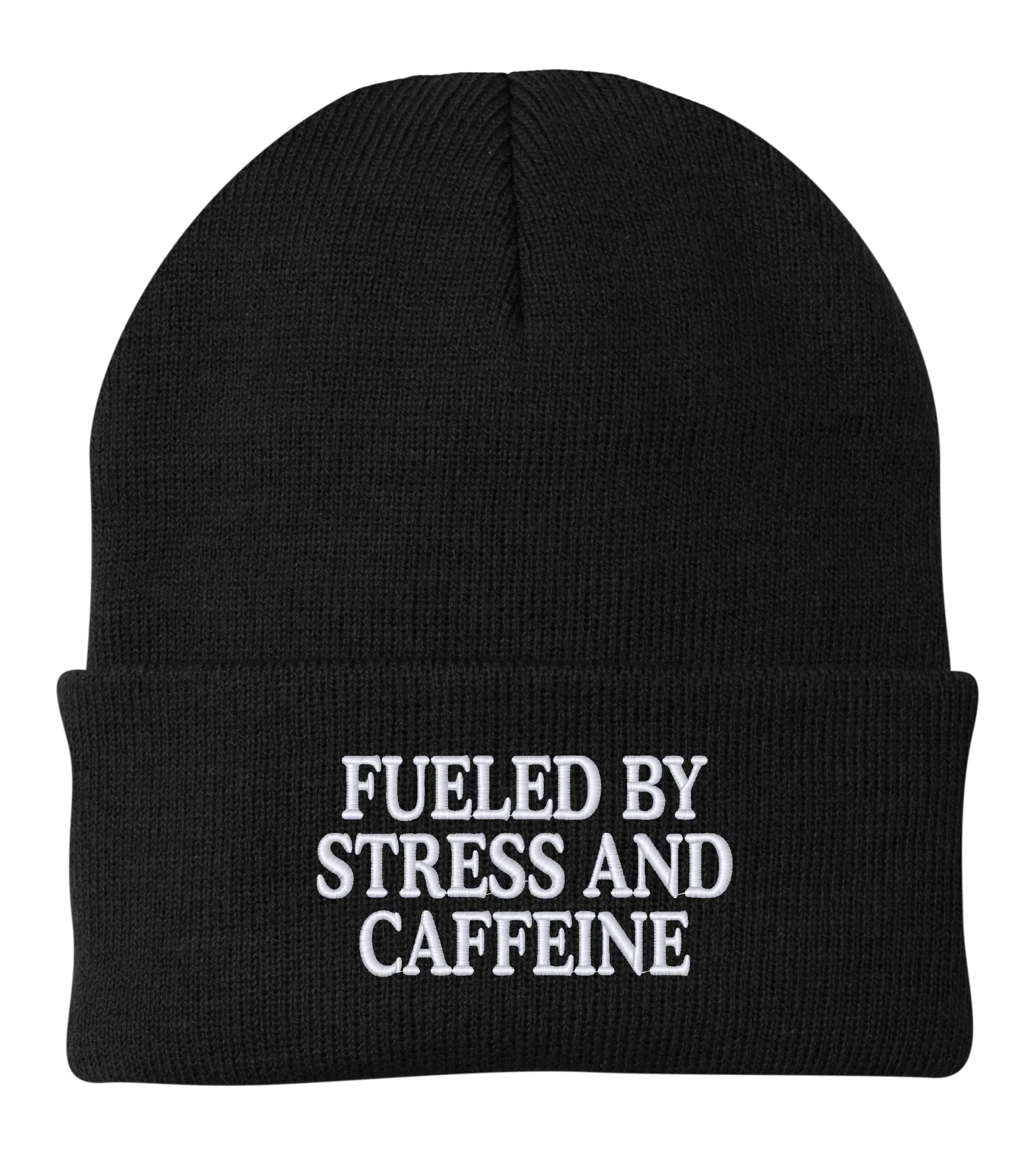FUELED BY STRESS AND CAFFEINE winter comfy Beanie unisex gift FUELED BY STRESS AND CAFFEINE winter comfy Beanie unisex gift
