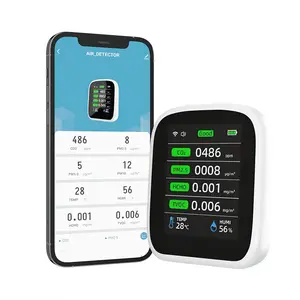 8-in-1 Indoor Air Quality Meter, CO2 Detector, Air Quality Monitor NDIR Sensor CO2 Meter Detects CO2, PM2.5, PM10, PM1.0, HCHO, TVOC, Temperature and Humidity with Alarm, Life Tuya App LCD