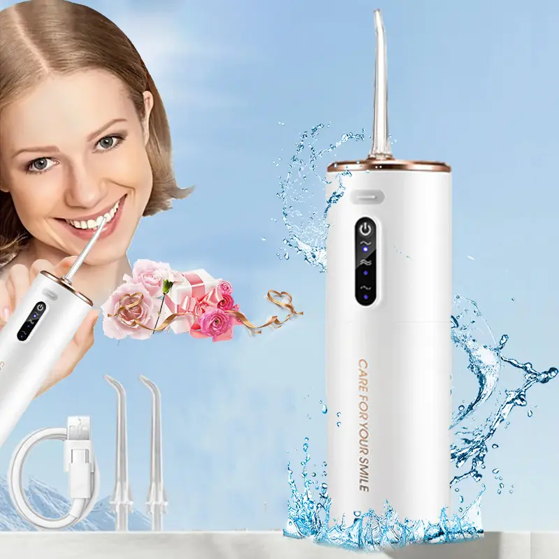 Electric Dental Water Flosser for Cleaning and Tooth Care, 4 Modes and 4 Nozzles, Wireless Design for Home and Travel