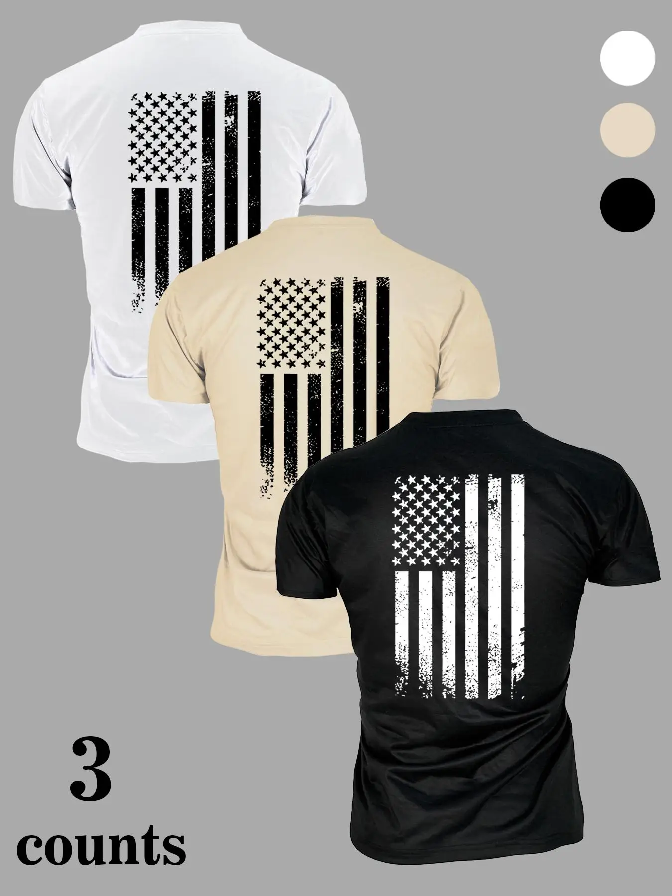 Men's American Flag Print Short Sleeve Tee, Regular Fit Casual Fashion T-shirt for Daily Wear, Men's Top for All Seasons