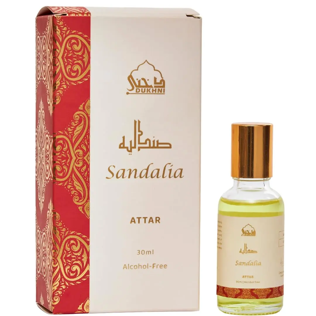 Dukhni Sandalia Attar Oil Arab perfume oils for men and women | 30ml Pure roll on perfume, sandal, sandalwood oil fragrance | Eid, Ramadan Hampers & Gifts, Vegan Islamic Scents