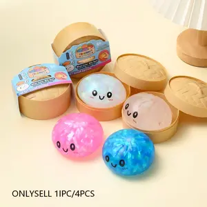 2026 New Glitter Dumpling Squishy with Steamer Box, Soft Sensory Fidget Steamed Bun Squeeze Tool for Adult Stress & Anxiety Relief, Stress Relief Squishies