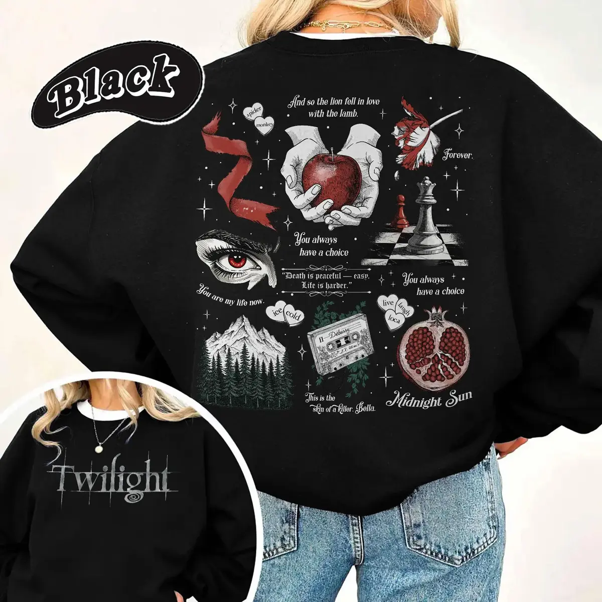 Twilight Graphic Sweatshirt – Vintage Bookish Crewneck, Unisex Casual Top, Cozy Halloween Vibes, Perfect Twilight Gift for Fans