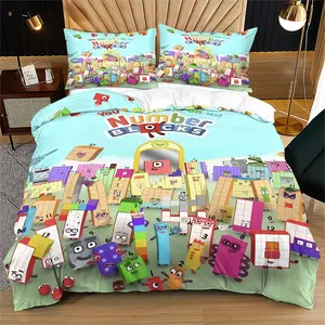 Soft Durable Number Blocks Print Decorative Bedding Set, Includes 1 Duvet Cover And 1 Or 2 Pillowcases, Excluding The Duvet Core And Pillow Core, Modern Style Bedroom Decor for Teens and Adults, Bed Sets