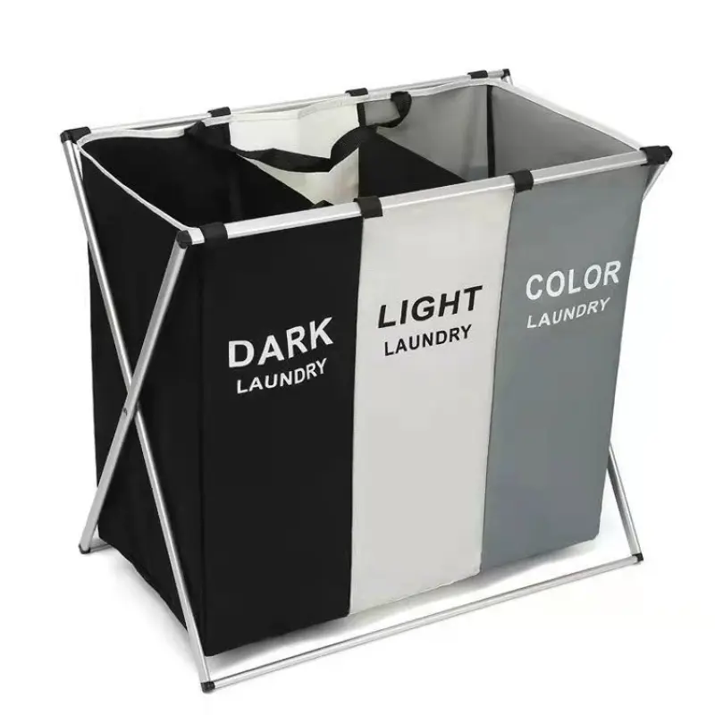 1/3 Grids Dirty Clothes Laundry Basket Storing Waterproof Oxford Storage Bags Portable Foldable Clothing Toy Household Organizer for Household/Dormitory Use Storage Basket