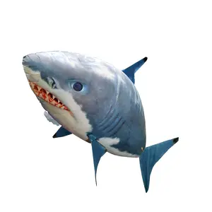Flying Shark Blue Inflatable Shark 57in x 36in Plastic Toy Controller for Parties Christmas New Year Gatherings