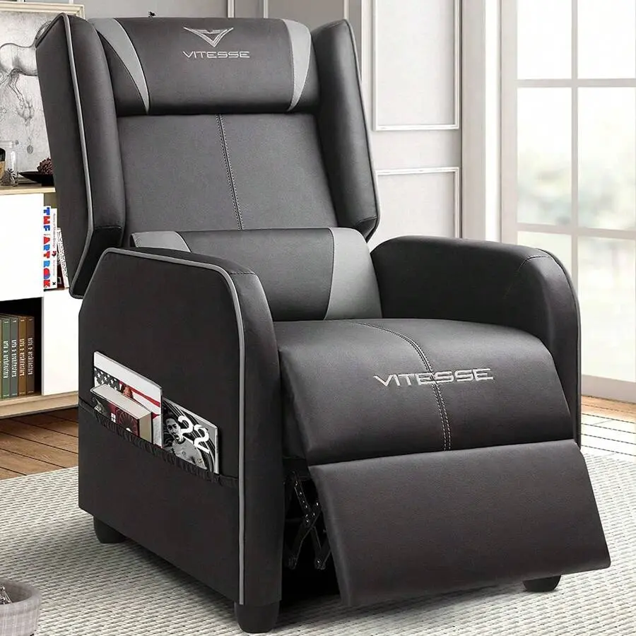 Gaming Recliner Chair Racing Style Single Ergonomic Lounge Sofa Modern PU Leather Reclining Home Theater Seat For Living Gaming Room