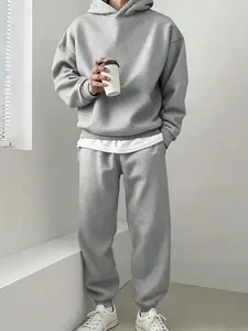 Viral Minimalist 2-Piece Tracksuit, Oversized Soft Fleece Hoodie & Jogger Set, Casual Slim-Fitting Streetwear for Fall Winter