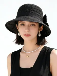 Women's Summer Beach Straw Hat, Casual Outdoor Hat, Multifunctional Sun Protection, Wide Brim Panama Style, Unisex UV Protection Upf, Fashion Outdoor Accessory