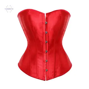 Women's Bustier Corset Top Plus Size Satin Waist Cincher Overbust Bustiers