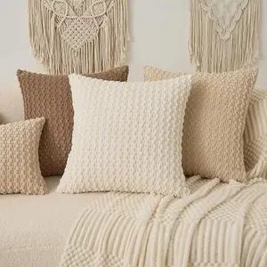 2 pcs Nordic Style Plush Velvet Pillow Cover, Soft and Fluffy Decorative Cushion Case,  Perfect for Sofa, Bed, Car Interior, Home Textile