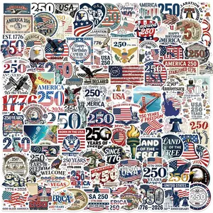 100 Sheets Cartoon Usa 250th Anniversary Graffiti Stickers, Creative Waterproof Desktop Notebook Stickers, Decorative Stickers