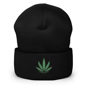 Pot Leaf Cuffed Beanie
