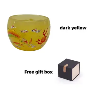 Imperial Yellow Glass Teacup｜Master-Crafted Tea Tasting Cup｜Large Premium Glassware｜Holiday Gifting・Collector's Choice handmade tea gold accent floral design