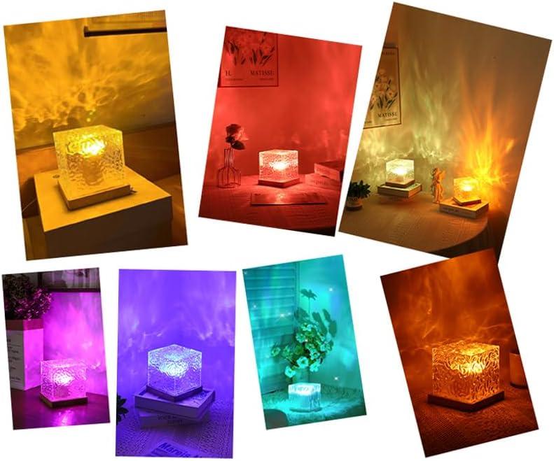 Ocean Wave Projector Light  Midnight Aura Lamp with Touch Control 3D Tesseract Lamp for Home Office Bar Restaurant Decorative Modern Waterfall Design Interior Lighting