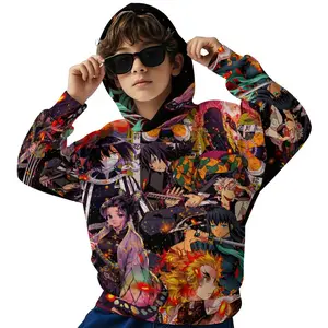 Demon Slayer Graphic Boys' Hip Hop Hoodie | Machine Washable Hooded Pullover for Teens, Urban Streetwear for Outdoor Activities & Casual Attire, Durable Print B0929-163
