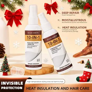 Ten-In-One Heat Protection Spray, Smooth & Shiny Hair Care, Prevents Frizz, Essential Curling Iron Must-Have, Portable Christmas Gift