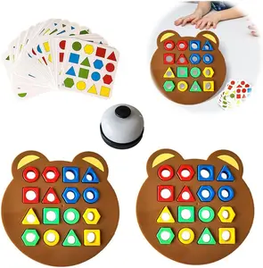 Parent-Child Interactive 2-Player Geometry Matching Tabletop Game | Concentration Training Montessori Puzzle | Shape Color Matching Educational Brain Teaser Logic Toys for 3-6 Year Old Boys & Girls