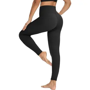 Workout Leggings for Women - High Waisted Yoga Pants Tummy Control Compression for Running Black at Women’s Clothing store