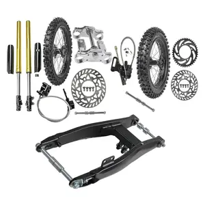 Complete Disc Brake Wheel Kit 17" & 14" Dirt Bike Wheels 70/100-17, 90/100-14 Tire Rim + Front Forks Triple Tree + Rear Swing Arm for Pit Bike Taotao Apollo RFZ 125cc 150cc KX85 RM85