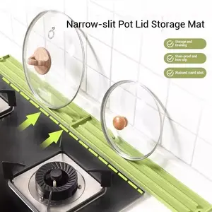 Silicone Kitchen Pot Lid Storage Mat, Non-Slip Countertop Pad, Vegetable Board Organizer, Water Drainage Mat, Heat Resistant Stove Protector