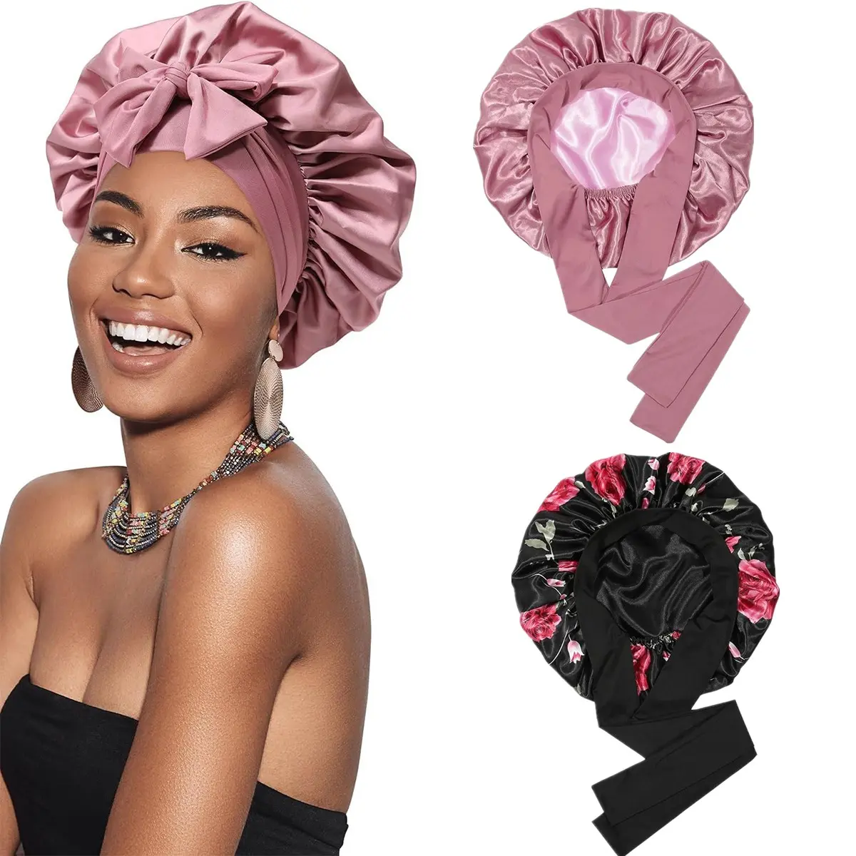 2PCS(1PC Bean Paste Pink&1PC Black Flower + Black)