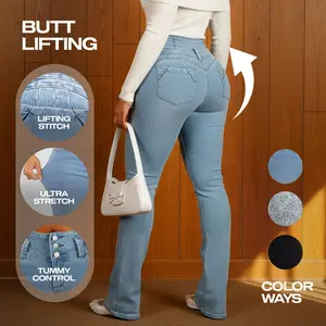 MX JEANS Push Up Mid Rise Light Blue Bootcut Jeans