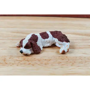 Dollhouse Dog English Cocker Spaniel Sleeping 1:12 Scale Miniature Animal