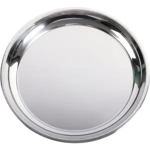 14 Inch Stainless Steel Round Roasting Pan Heavy Duty Large Drip Pan for Green Egg Turkey Baking Roast Chicken Brushed Surface Dishwasher Safe