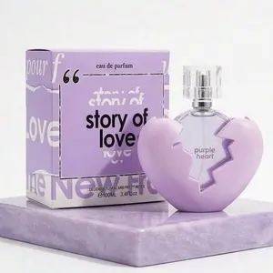 Story of Love Women's Midnight Eau De Parfum Natural Spray, Regular Edition Floral Fruity Long-Lasting Perfume for Adults, 3.4 fl oz (100ml) Purple Heart-Shaped Bottle, Contains Neither Harmful Additives, Ideal for Daily Wear, Vanity