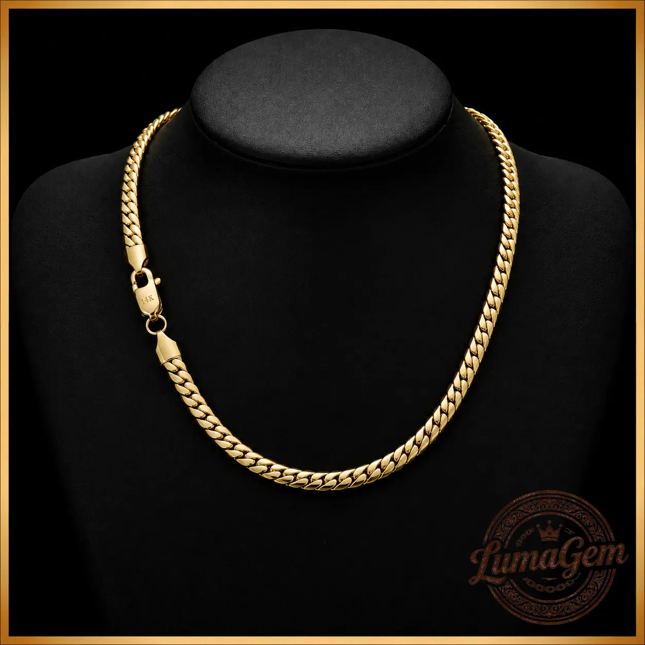 14K Gold Plated Cuban Link Chain Necklace or Bracelet for Men Women, 7mm Gold Miami Cuban Chain with Lobster Clasp, 7.5/8.5/16/18/20/24 Inch, Sold Separately