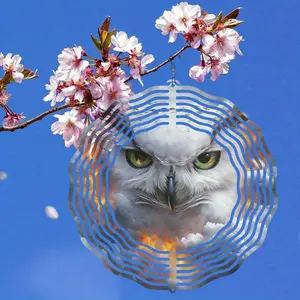 Mandala Inspired 3D Owl Design Wind Chime, Durable Outdoor Sculpture with 360 Rotating Hook, Nature Inspired Design Owl Decor for Garden & Patio
