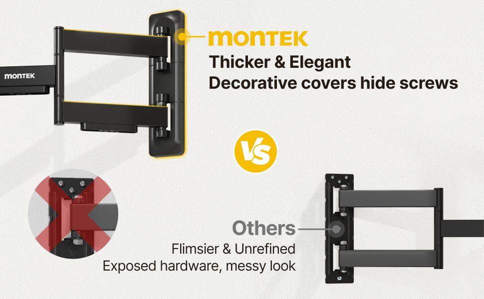 monTEK Adjustable Full Motion TV Wall Mount - 13-120 in Flat & Curved TVs, Living Room Modern Articulated Arm Bracket, Max VESA 900x600mm, 265 lbs Max Load, Easy Install, Swivel-Tilt