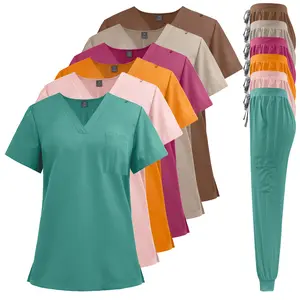 Multicolor Scrub Set Quick-Dry Washable Comfortable Skin-Friendly Doctor Nurse Uniform Workwear Set for Men and Women