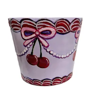 Fake Cake Terracotta Planter - 5.5 Inch Hand Painted Flower Pot with Colorful Design, Ideal for Indoor Use, Versatile for Plants