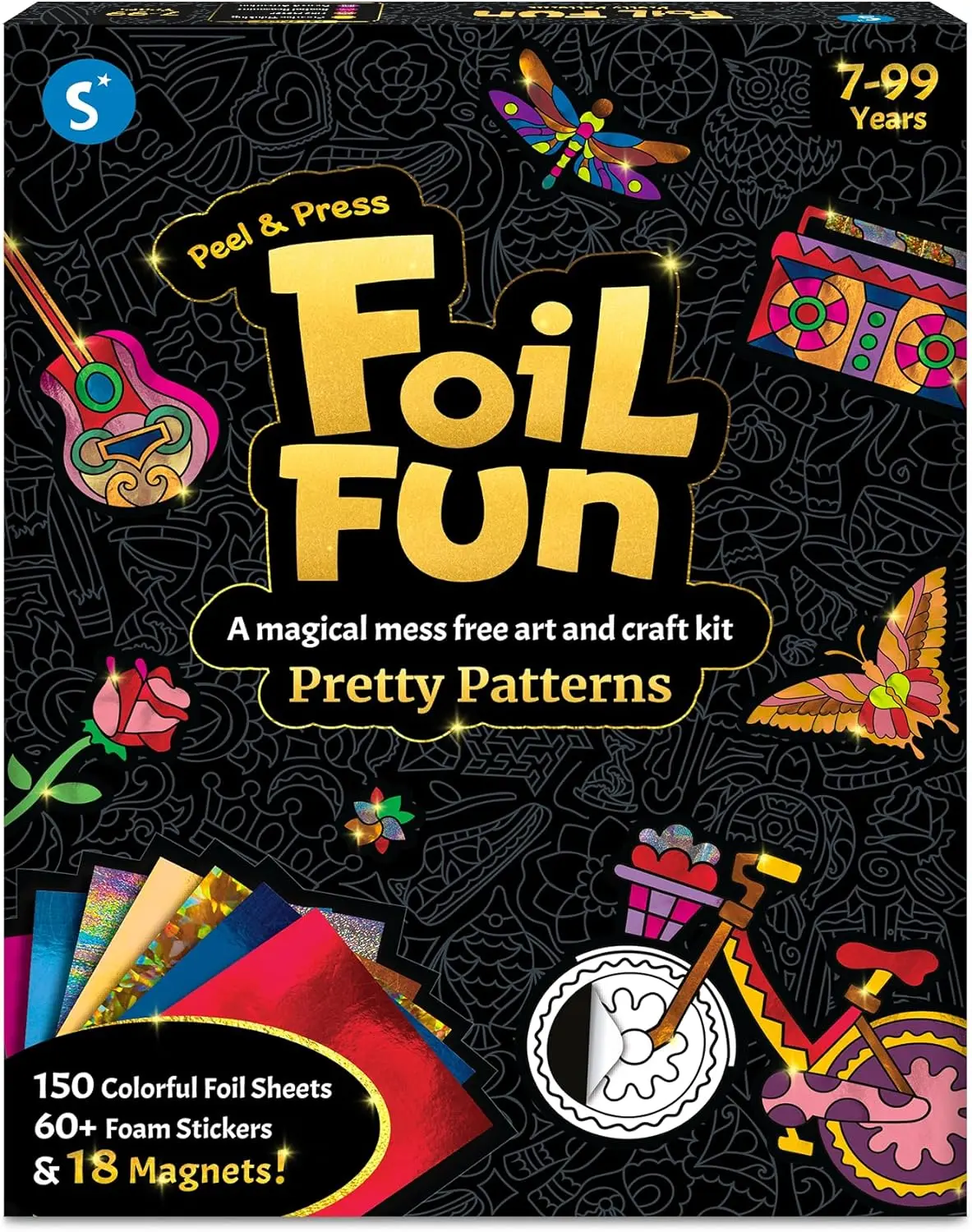 Art & Craft Activity Foil Fun Pretty Patterns Mess Free Art Magnets & Supplies  DIY Colorful Creative Activity Craft Kits Gifts for Kids Teens Adults Families
