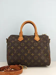 Pre-owned Monogram coated canvas with natural leather trim Shoulder Bags Louis Vuitton Speedy Bandoulière 25 Monogram Canvas Bag【MB2117】
