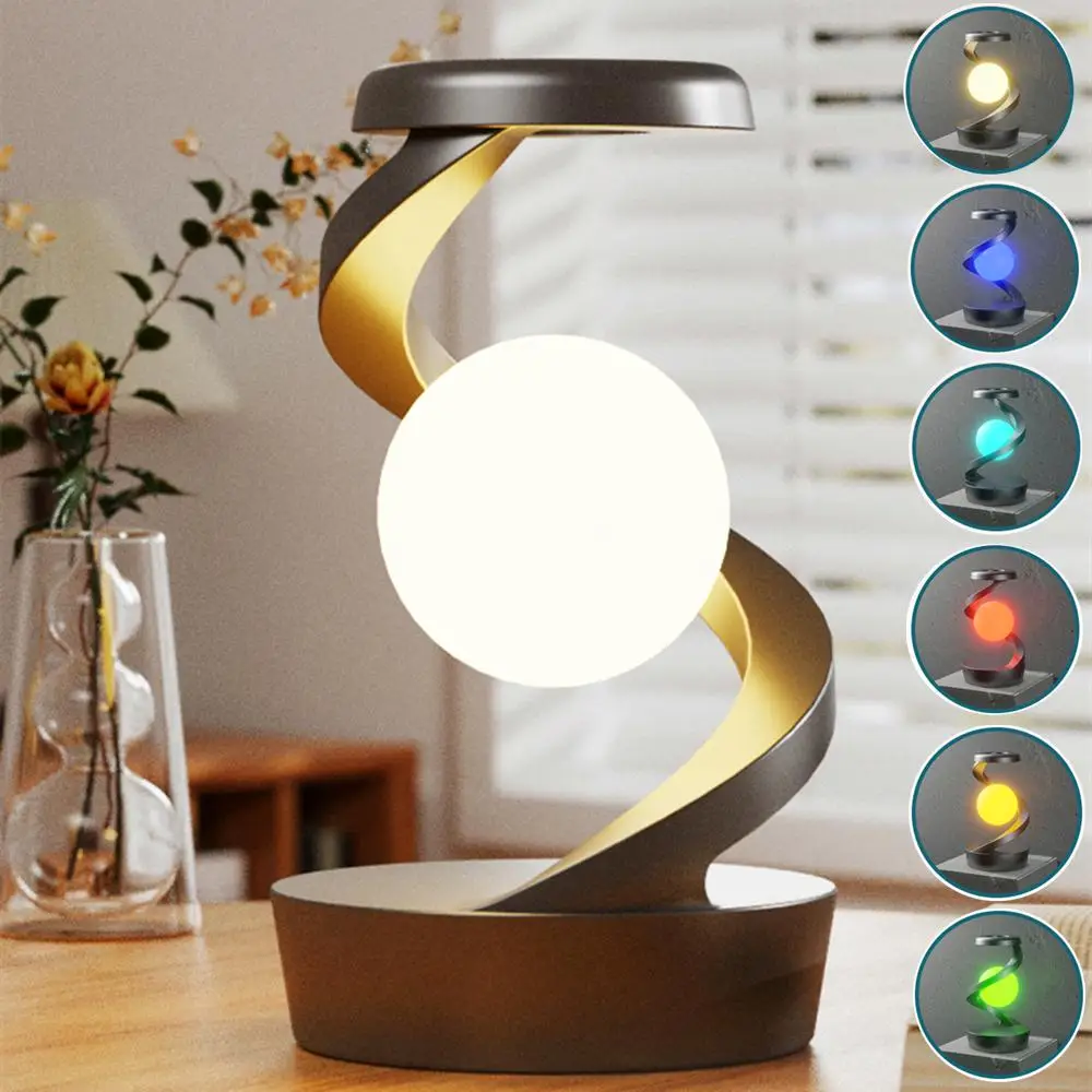 Creative Design Table Lamp, Rotatable Hanging Light with 15W Wireless Charging Function, RGB Color Changing Night Light, Decorative Light for Home