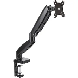 Single Computer Monitor Arm Mount, Adjustable, Holds up to 27" Monitors, Black
