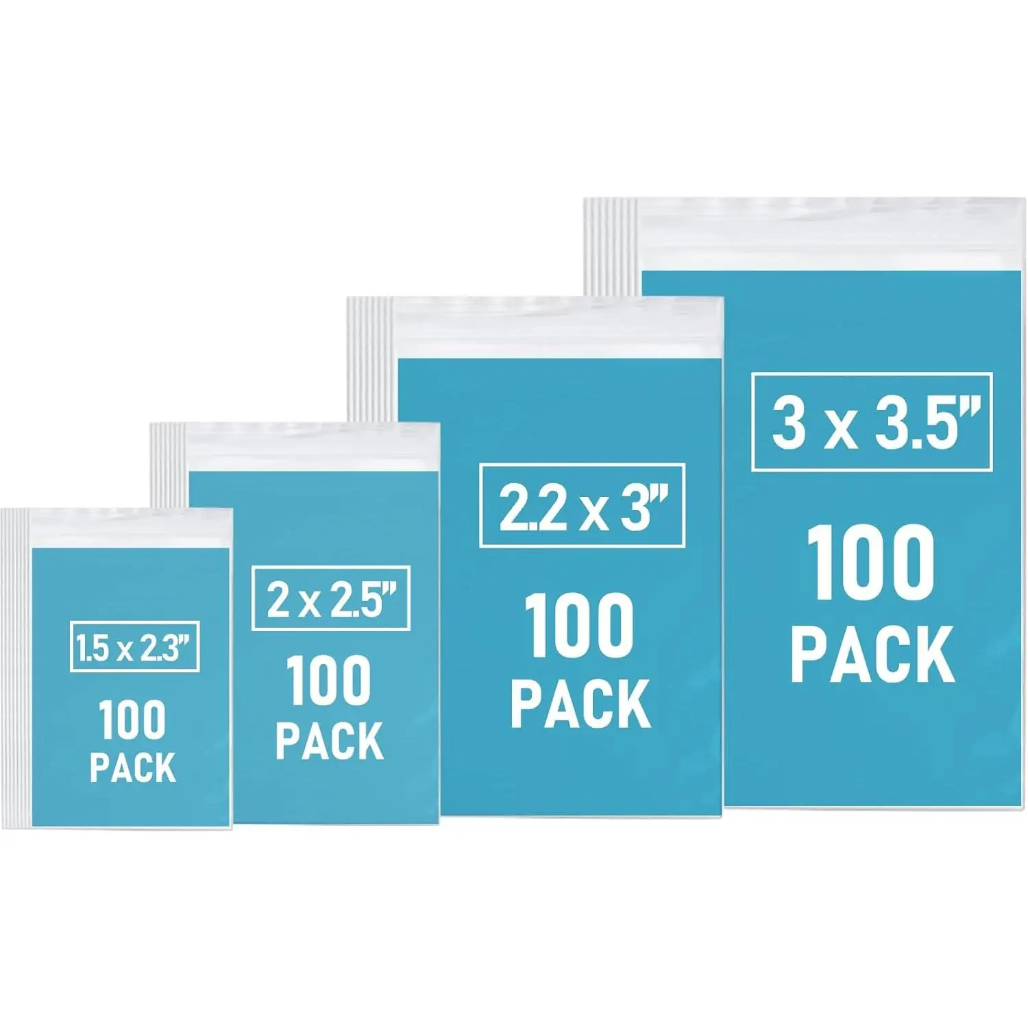 400 count Small Plastic Bags, 4 Assorted Sizes Mini Ziplock Bag, Small Baggies, Clear  Bags Resealable, Reclosable Poly Bags for , Beads, Storage