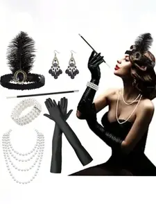 Women's Headwear Set, Elegant Vintage Alloy Accessories, Boho Style Hairband Bracelet Glove Combination, All-Season Fashion Jewelry