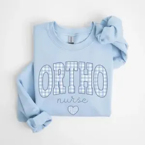 Ortho Sweatshirt • Ortho Blue Gingham Work Sweater • Orthopedics Gifts • Orthopedic Nurse • Ortho Trauma RN Gift • Orthopedist