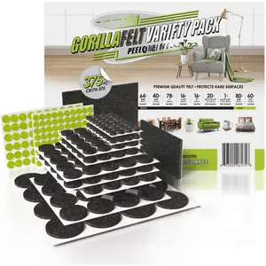 Gorilla Felt Furniture Pads (375  Variety Pack)  Furniture Pads & Chair  Floor Protectors for Hardwood Floors & Hard Surfaces