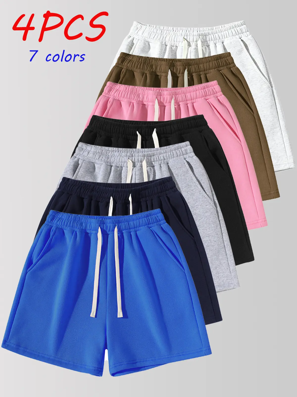 4 Pack Men Soft Non-Cotton Fleece Lined Casual Shorts, Elastic Drawstring Loose Sweat Shorts, Warm Plush Lined Athletic Shorts For Fall Winter Holiday Daily Streetwear   commute summer