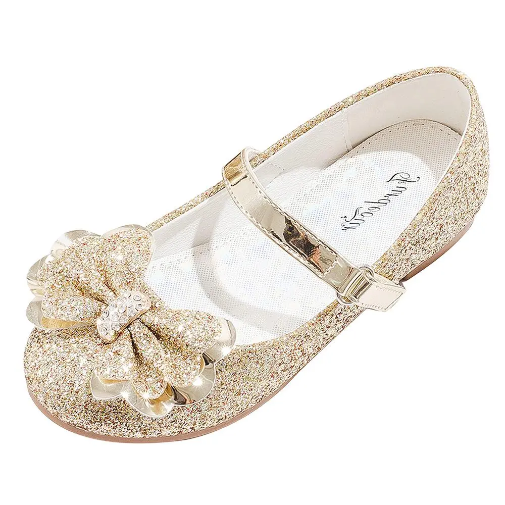 Girls Dress Shoes Mary Jane Flower Wedding Party Bridesmaids Shoes Glitter Princess Ballet Flats for Kid Toddler