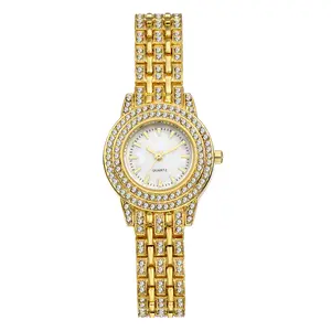 OIDEA Women's Iced Out Rhinestone Watch with Shell Dial, Luxury Full Bling Bracelet Analog Quartz Wristwatch, Fashion Watches for Women, Bling Quartz Watches, Diamond-Studded Quartz Watches
