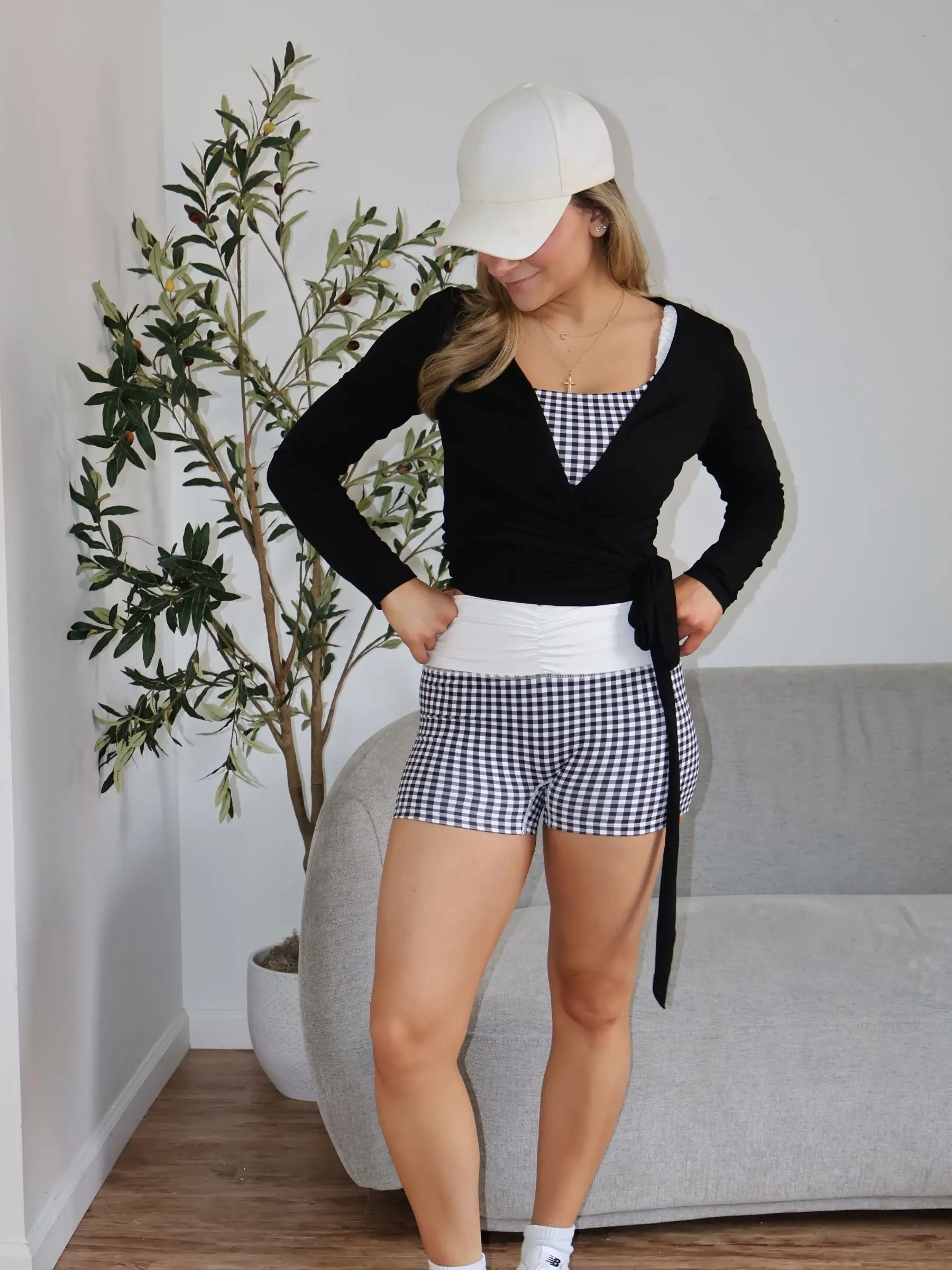 Midnight Gingham Biker Shorts Midnight Gingham Biker Shorts
