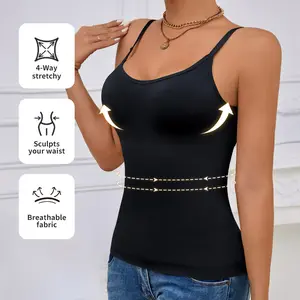 Womens Shapewear Tummy Control Square Neck Seamless Compression Tank Tops for Women Slimming Body Shaper Camisol Workout Tops Basic Summer Sleeveless Camisole Minimalist Design