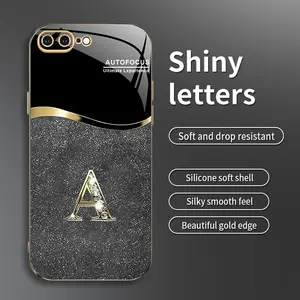 Suitable for [iPhone 7 Plus] New high-end flash letter environmentally friendly silicone mobile phone case New business simple electroplating silicone phone case Affordable anti-fall and anti-fingerprint-888